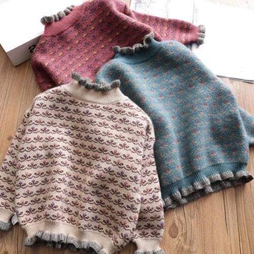 Girl Sweater Kids Baby Outwear Tops 2021 Lovely Thicken Warm Winter Autumn Knitting School Sport Pullover Children Clothing