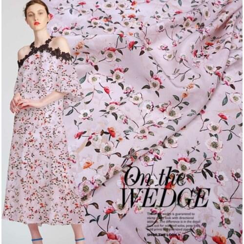 Spring Spaghetti Sticks Digital Printing Crepe De Chine Fabric Mulberry Silk Matte Surface Soft Summer Cloth by the Meter