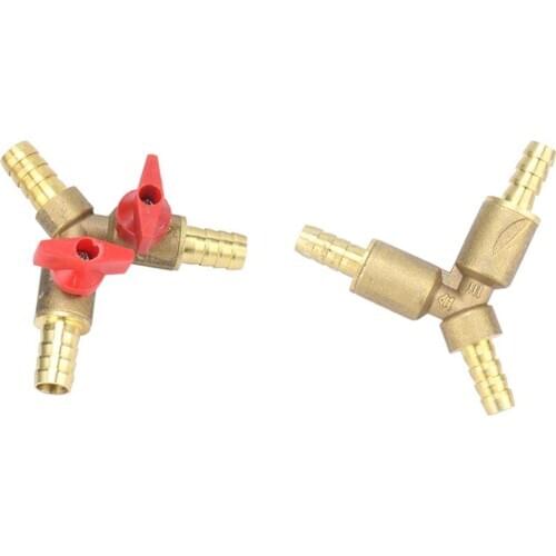 8mm 10mm Hose Barb Y Shaped Three Way Brass Shut Off Ball Valve Pipe Fitting Connector Adapter For Fuel Gas Water Oil Air 1 Pc