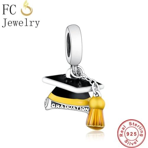 FC Jewelry Fit Original Charm Bracelet 925 Sterling Silver Chain Tassel Graduation Book Cat Bead For Making Women Berloque 2021
