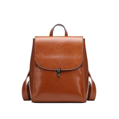 Coated Cowhide Leather Retro Backpack For Ladies Large Capacity Travel Bag 2020 Winter New Bag For Girl Free Shipping