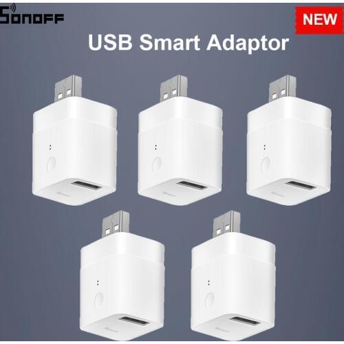 3/5/10 PCS SONOFF Micro Mini USB Adaptor Switch 5V Wifi USB Power Adaptor Smart Home Switch via eWeLink APP Google Home Alexa