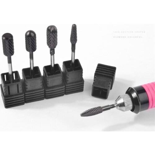 1Pcs Black Carbide Tungsten Cuticle Pedicure Nail Drill Bits For Electric Nail Manicure Machine Milling Cutters Bit Nail Tools