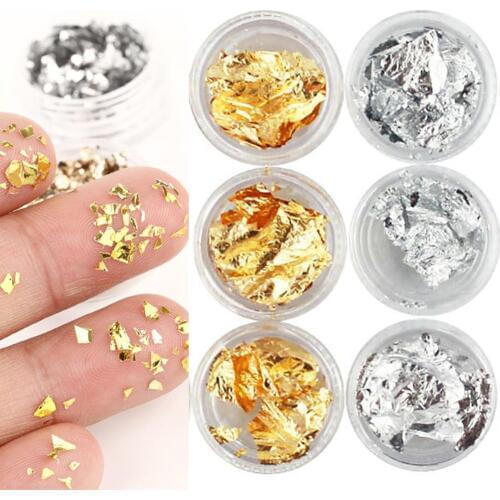 12Pcs Golden Silver Foil Papers DIY Acrylic UV Gel Nail Stickers Manicure Decor Charm that provides you wonderful nail art