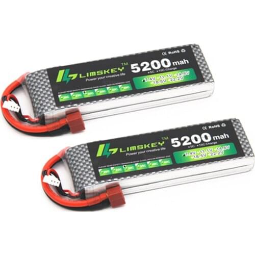 2pcs Limskey Power 7.4V 5200mAh Lipo Battery 30C 2S Battery 2S LiPo 7.4 V 5200 mAh 30C 2S 1P Lithium-Polymer Batterie For RC car