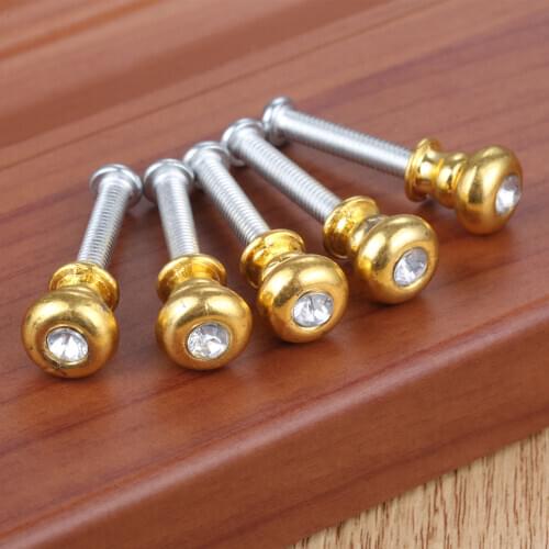 5pcs/set Gold Mini Knobs Diamond Decor Small Zinc Alloy Handles 11x14mm Pulls Drawer Cabinet Door Vintage Jewelry Chest w/screws