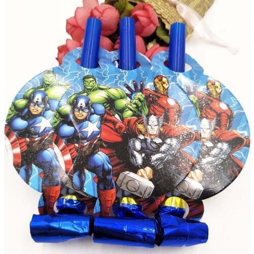 6pcs/pack The Avengers Party Supplies Blowout Cartoon Theme Party Horn Trumpet Theme Party Supplies For Kids Birthday Decoration