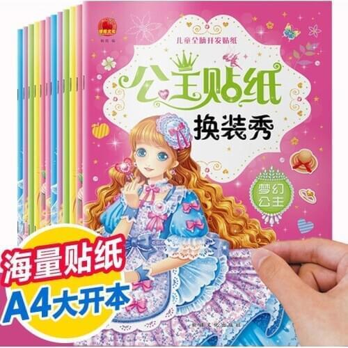 6 Sticker Book Princess Dress Up Change Clothes Cartoon Childrens Puzzle 3 Years Old Toy Little Girl Coloring Libros Livros Art