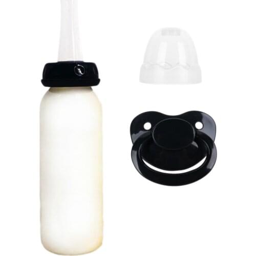 Abdl Adult Baby Bottle and Adult Pacifier - ABDL & DDLG Milk Bottles Little Space Ddlg Bottle Daddy Little Girl (240ML)-Black
