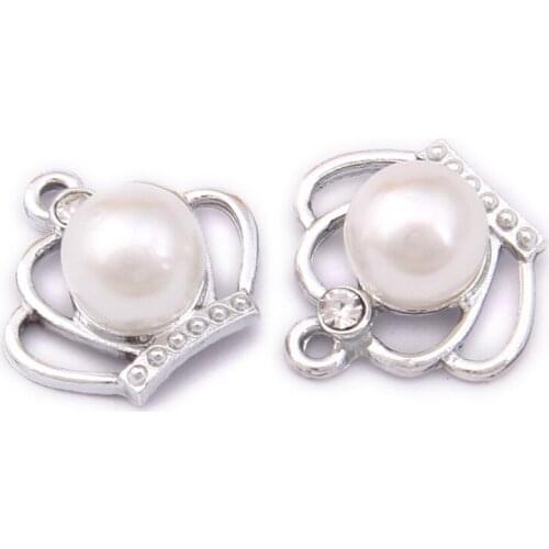 Free Shipping 17*18MM Silver Color Alloy Princess Crown Charms with Round White Acrylic Pearl Decorated Fashion Jewelry Pendants