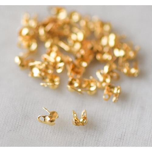 50pcs Side Clamp Bead Tips 2.5-3.5mm, Gold Plated Brass, Lead Nickel Free (GB-134)