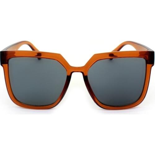 Hane14 Gilda Black Glazed Large Square Sunglasses Brown