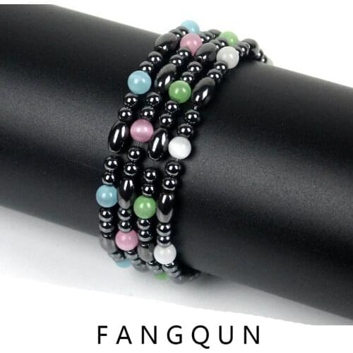 Nature Magnetic Therapy Black Stone Blue Cat Eye Beaded Hematite beads Bracelet biomagnetismo Health Care Weight Loss Bracelet