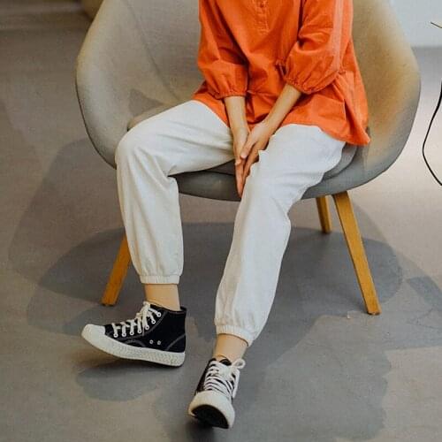 Women loose Spring Elastic Waist Solid Color Pants Ladies Vintage harem Pants Female 2020 Harem Trousers