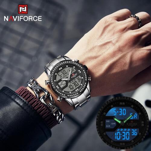 NAVIFORCE Watch For Men Luxury Quartz Digital Relogio Masculino Luminous Date Display Military Montre Waterproof Stainless Steel