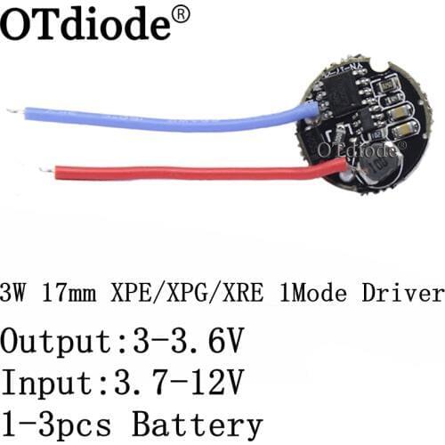 1PCS 5PCS 3W LED driver 17mm 3.7-12V DC 1 Mode LED Flashlight Driver for CREE XRE-Q5/XPE /XBD XB-D all kind of 3W LED Light Lamp