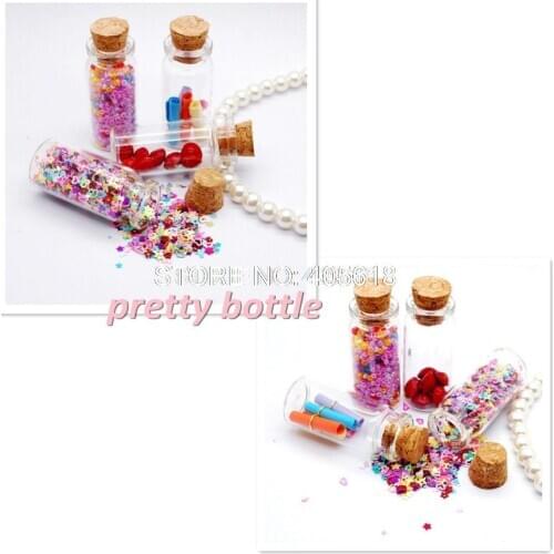 HOT SALE !! 6pcs 10ml Small Glass Mini Bottles transparent Wishing Jars for Wedding&Home Decor