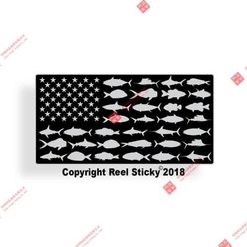 Personality Black Grey American Fish Flag Sticker Fishing Boat Cup Freezer Car Bumper Window Decal Car Decal Decoration Laptop
