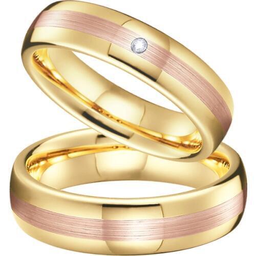 His and hers Bicolor Rose Golden Alliance Tungsten carbide Wedding rings set for men and women Marriage finger ring jewelry