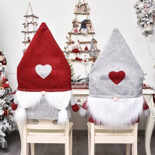 2022 Santa Hat Chair Covers Christmas Decor Dinner Chair Xmas Cap Sets Dinner Table Fannel Chair Back Covers For Home Decoration
