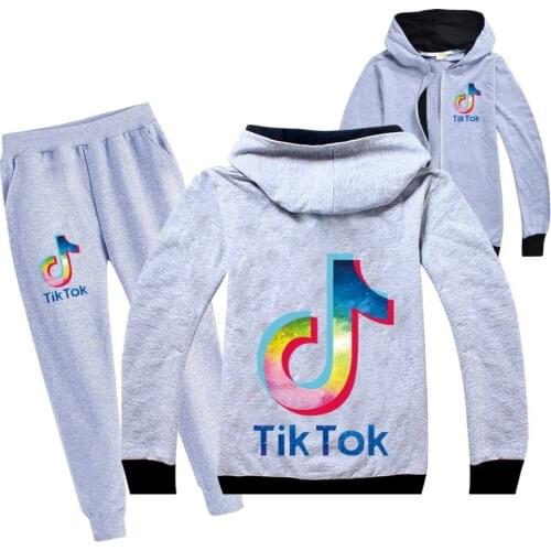 TIK TOK Girls Clothing Sets Children Active Jackets Zipper Coat Pant Set Kids Clothing Autumn Sports Suit Tracksuit