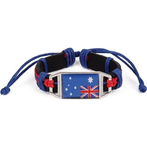 National Flag Leather Bracelet Greek Israel Portugal Mexico Italy Hungary for Women Men