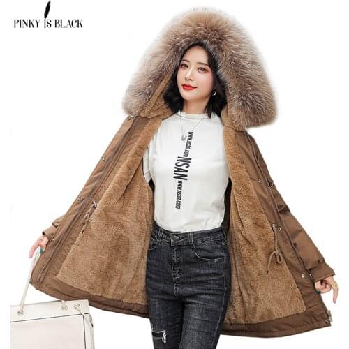PinkyIsBlack 2021 Winter Jacket Women Personalized Fashion Warm Fur Lining Cotton Women Coat Thick Quality Hooded Winter Parkas