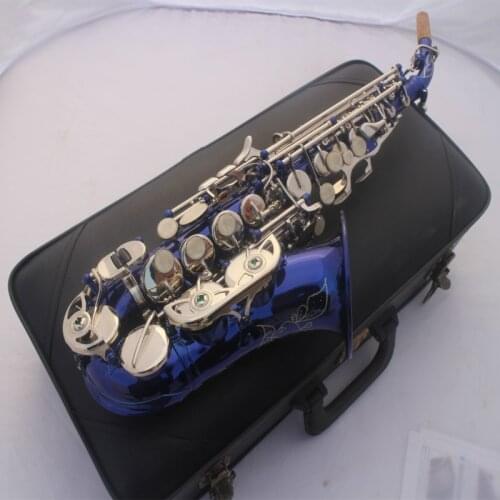 Brass Golden Carve Pattern Bb Bend Althorn Soprano Saxophone Sax Pearl White Shell Buttons Wind Instrument