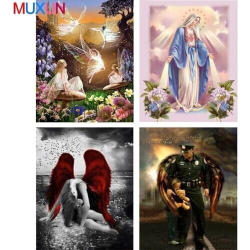 Muxun Full 5D Diy Diamond Painting Full Square Rhinestones Cross Stitch Embroidery Kit Angel Mosaic Needlework Decoration 8Ts07