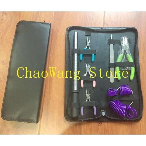 Tweezers Round Nose Pliers Chain Nose Pliers Side cutter Jewelry Making Tools Kit with Zippered Leatherette Pouch