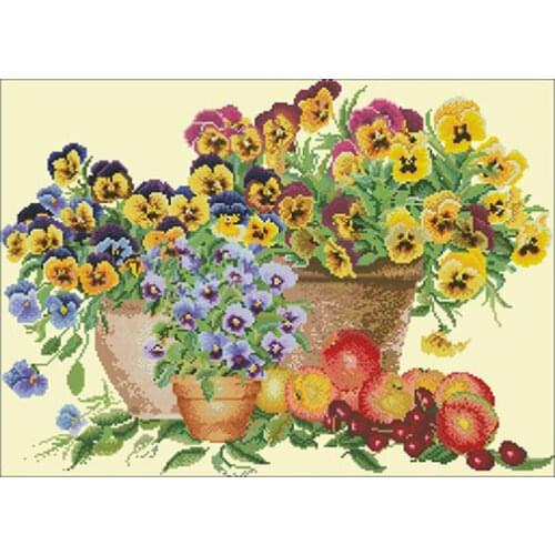 Pansy patterns counted 11CT 14CT 28CT Cross Stitch Set DIY Cross-stitch Kits Embroidery Needlework Home Decor