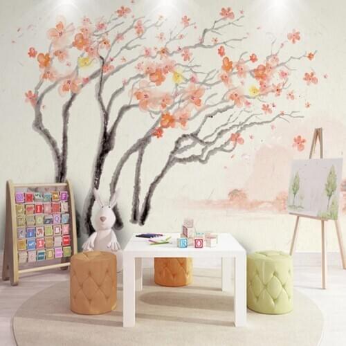 Cherry blossom tree Wall Murals Custom 3D Abstract art Wallpaper Kids Bedroom living room Restaurant background wall covering