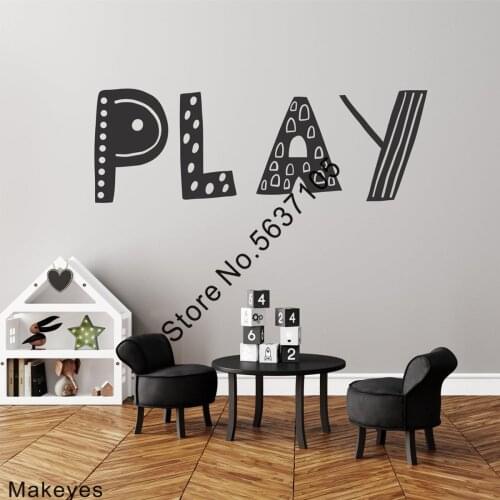 Makeyes Play Quotes Wall Stickers Playroom Vinyl Wall Decals Decor Nursery Toys Rooms Decoration Wall Art Kids Wallpaper Q859