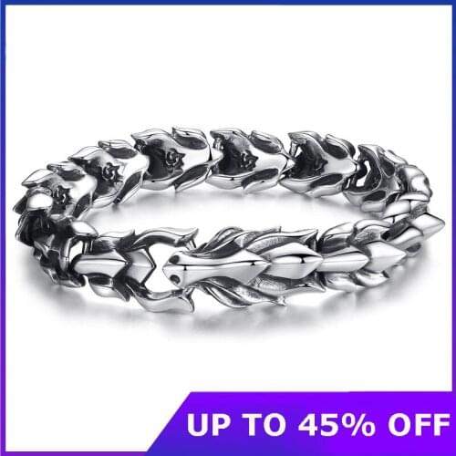 Genuine 925 Sterling Silver Jewelry Heavy Dragon Scale Bracelet For Men 23CM Vintage Punk Style