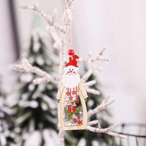 New Year 2022 Christmas Wooden Santa Claus/Snowman/Elk Pendant Ornaments for Home Christmas Tree Xmas Decor Kids Gifts Navidad