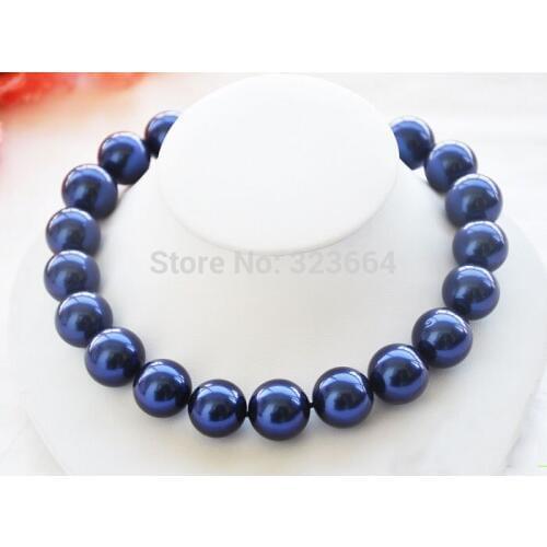 HUGE 17" 20mm blue round SOUTH SEA SHELL PEARL NECKLACE