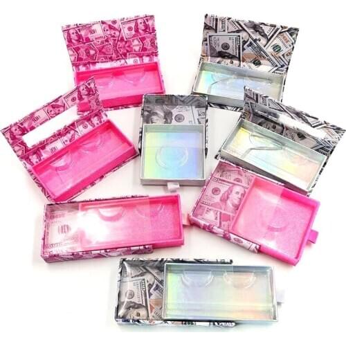 Wholesale custom eyelash packaging box with logo name label lash boxes packaging faux mink lashes strips empty case bulk