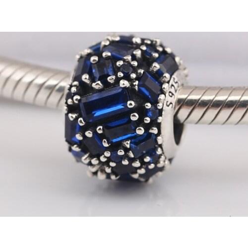 Authentic S925 Bead Blue Chiselled Elegance Charms fit Pandora Bracelet Bangle