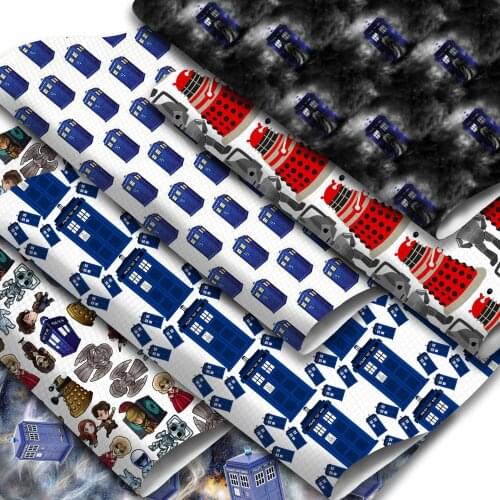 Cartoon Characters Printed Faux Leather Sheets Police Synthetic Leather Fabric 20x33cm for DIY Earrings Hair Bows Crafts