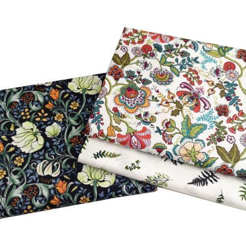 Japanese Retro Flowers Printed Twill Cotton Fabric Patchwork Cloth for DIY Sewing Quilting Sheets Fat Quarters Material Tissus