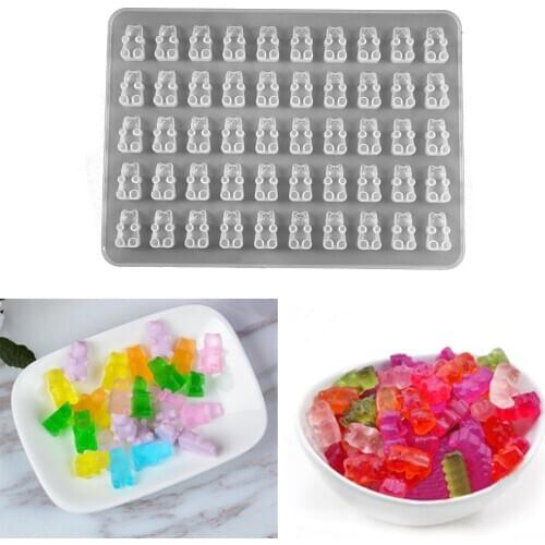50 Cavity Bear Silicone Molds Epoxy Resin Clay Jewelry Making Crafts Tool Gummy Chocolate Mould for Necklace Keychain Pendants