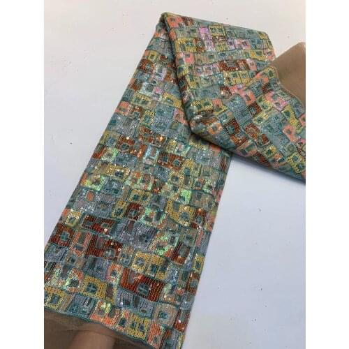 Unique african french net lace fabric SYJ-109684 with sequins hot sale tulle net embroidery lace