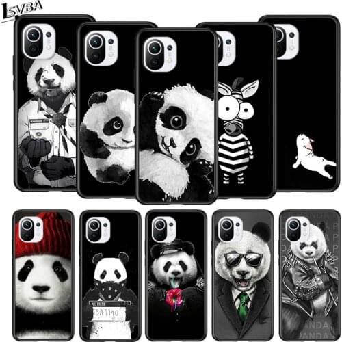 Cute Animal Panda for Xiaomi Mi 11 10T Note10 Ultra 5G 9 9T SE 8 A3 A2 A1 6X Pro Play F1 Lite 5G Black Phone Case