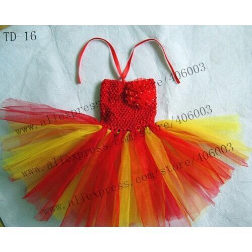 Crochet baby girl dresses red and yellow 6*6inch
