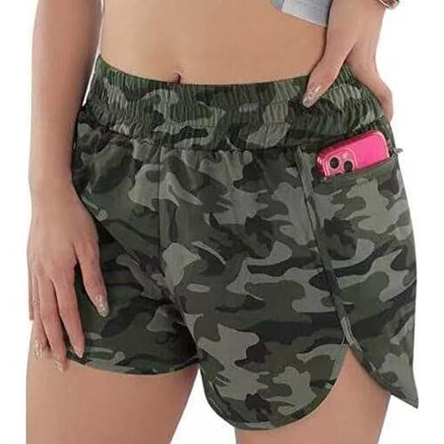 Womens Yoga Sports Camouflage Shorts Summer High Waist Stretch Leggings Fitness Running Quick Dry Shorts Girl Active Pants E2