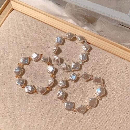 CANZE Women Korean Design Crystal Bracelet Creative Diamond Hand Beaded Pearl Bracelet Hand Catenary Jewelry