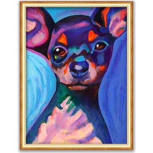 Animal Dog Dachshund DIY Cross Stitch Embroidery 11CT Kits Needlework Craft Set Cotton Thread Printed Canvas Home Decoration