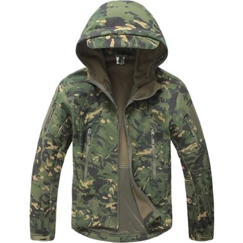 Winter Fleece Warm Jackets Men Waterproof Softshell Tactical Camouflage Windbreaker Coat Outdoor Hiking Hunting Fishing Clothing