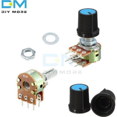 10PCS lot 1K B2K B5K 10K B10K B20K B50K B100K 250K 500K 1M Potentiometer Resistor Linear Taper Rotary Potentiometer Cap Knob Ohm