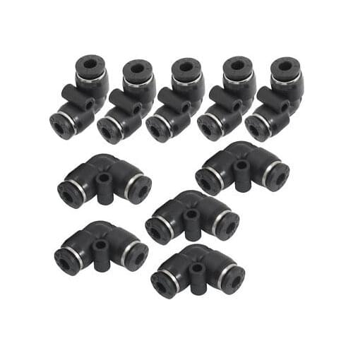 10 Pcs Air Pneumatic 4mm to 4mm L Shaped Push in Elbow Connector Fittings